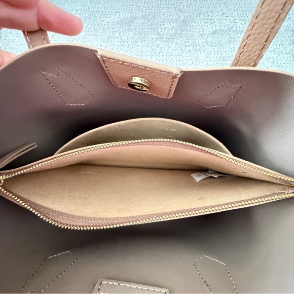 Quince Italian Leather Small Triple Compartment Tote / Cappuccino - Picture 7 of 13